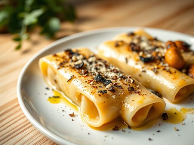 Canneloni van truffel en aardappel