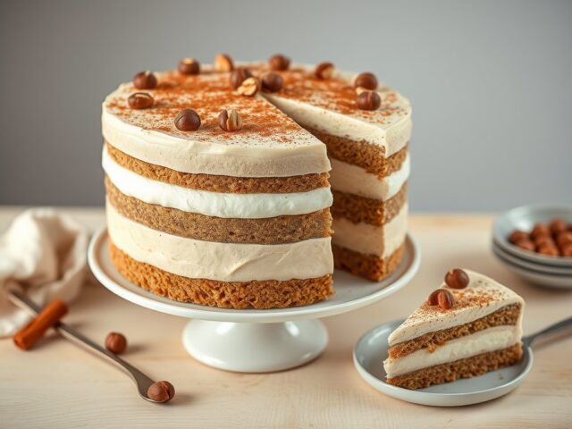 Cappuccino kaneel en hazelhoten taart