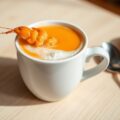 Cappucino van soep met rivierkreeftjes