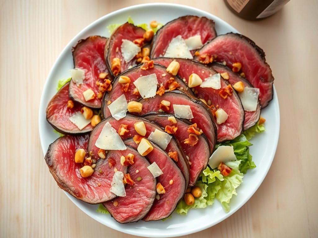 CARPACCIO VAN GEROOKTE RIBEYE, AI-gegenereerde illustratie