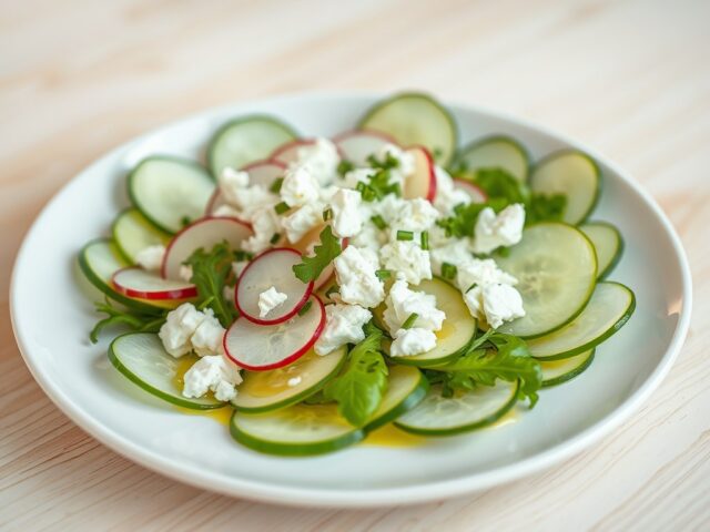 Carpaccio van komkommer met geitenkaas