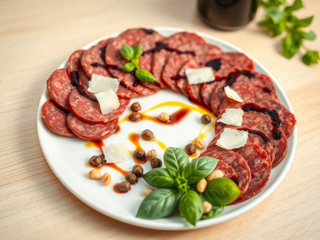 Carpaccio van Ossenworst, AI-gegenereerde illustratie