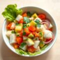 Ceviche van heilbot met avocado en Florida grapefruit