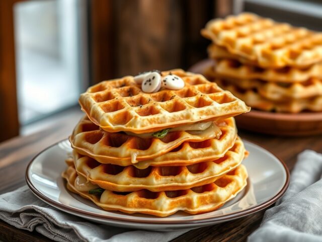 Champignon-aardappelwafels met kaas