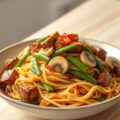 Champignon-peultjesroerbakschotel
