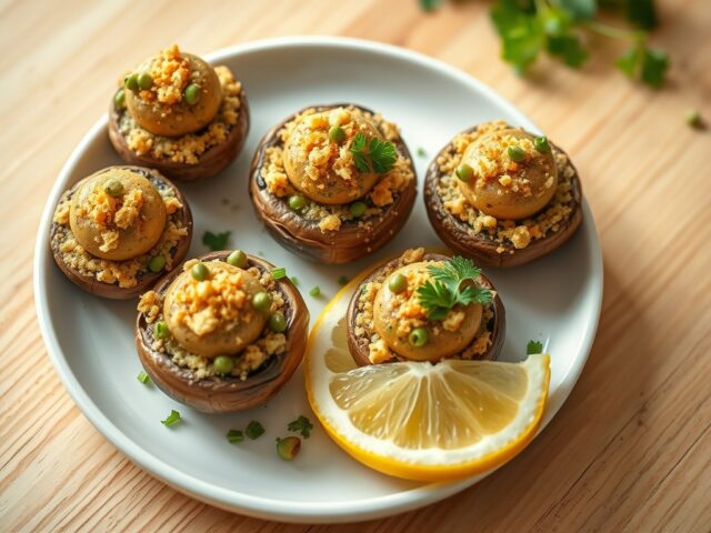 Champignons gevuld met slakken