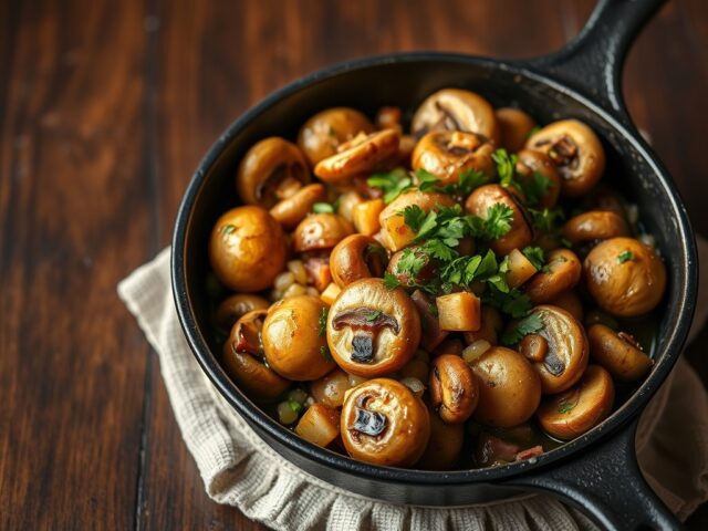 Champignons in knoflookkruidenolie