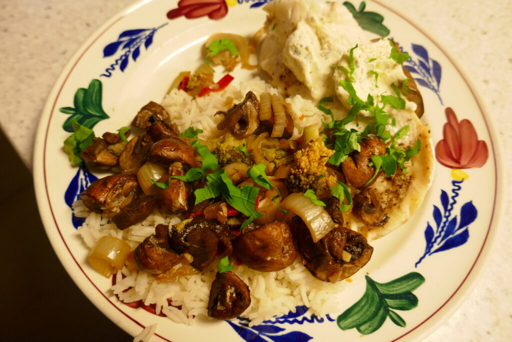 Champignons met broccoli, kabeljauw en paturain uit de Slowcooker