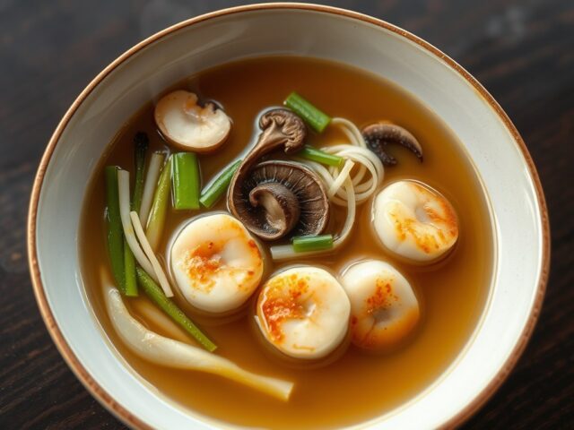 Chinese bouillon met coquilles St Jaques
