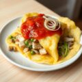 Chinese Eierkoeken met Tomaten Gembersaus
