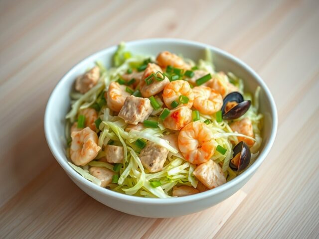 Chinese koolsalade met tonijn en zeevruchten