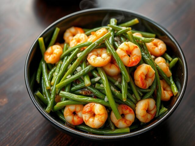 Chinese Lange Bonen met Garnalen uit de Wok