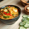 Chinese mie en sesamkomkommer