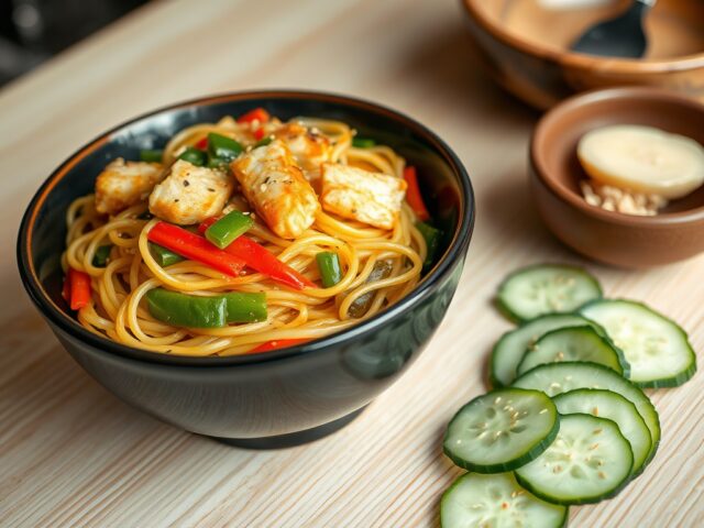 Chinese mie en sesamkomkommer