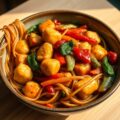 Chinese mie met kipballetjes