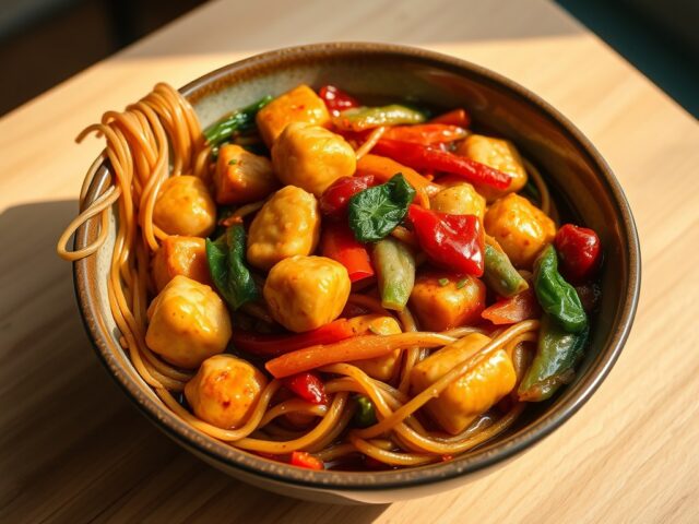 Chinese mie met kipballetjes