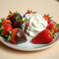 Chocolade aardbeien met slagroom