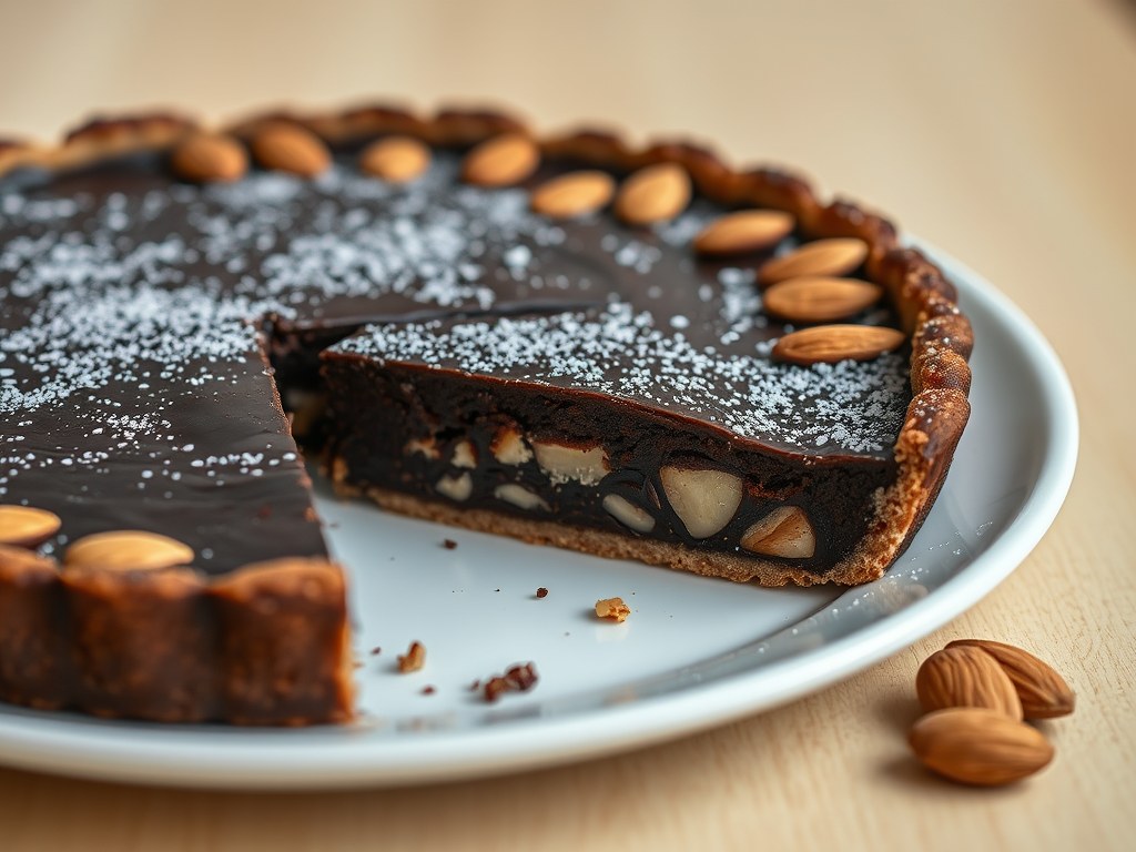 Chocolade amandeltaart, AI-gegenereerde illustratie