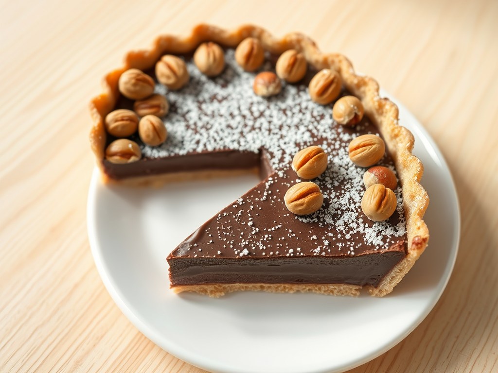 Chocolade-hazelnotentaart, AI-gegenereerde illustratie