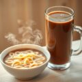 Chocolade melk en noedelsoep