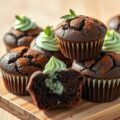 Chocolade muffins met muntcrème
