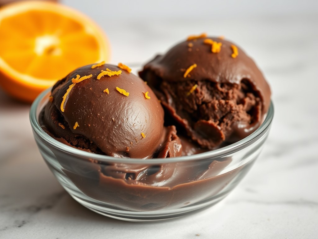 Chocolade-sinaasappelijs, AI-gegenereerde illustratie