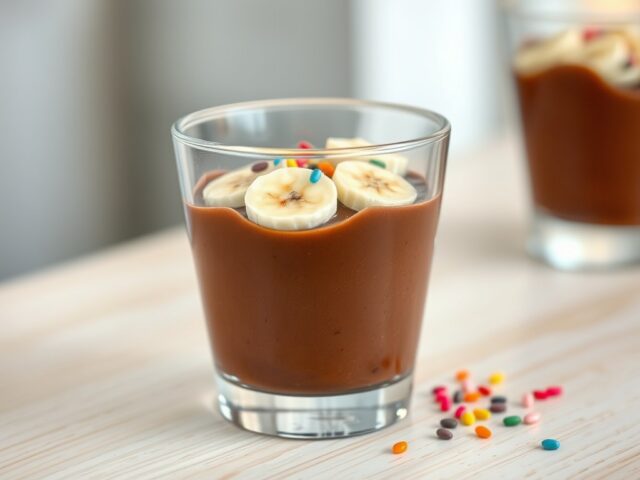 Chocolade toetje met banaan