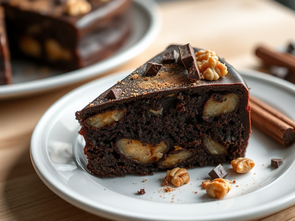 Chocoladecake met appel, AI-gegenereerde illustratie