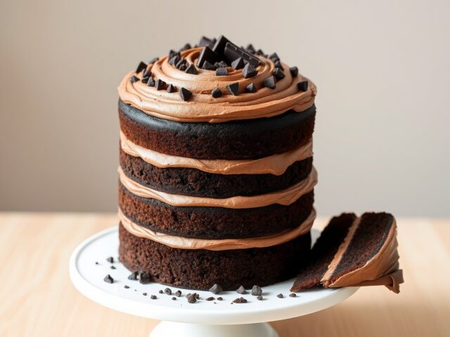 Chocoladecake met drie lagen