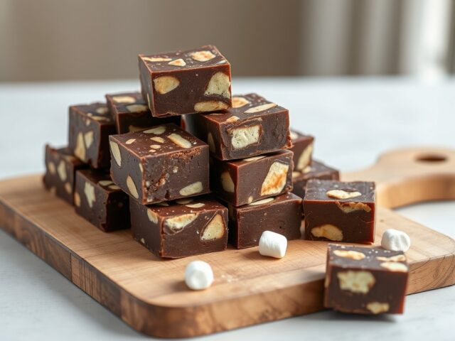 Chocoladefudge met speculaas en marshmallows