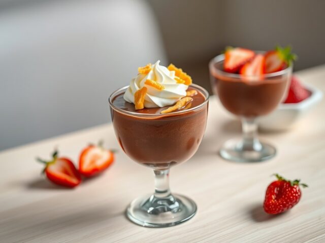 Chocolademousse met nougatine en honing