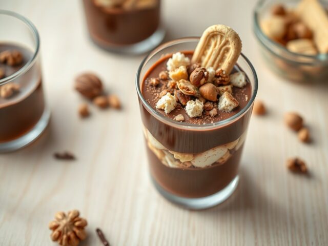 Chocoladepudding met bitterkoekjes