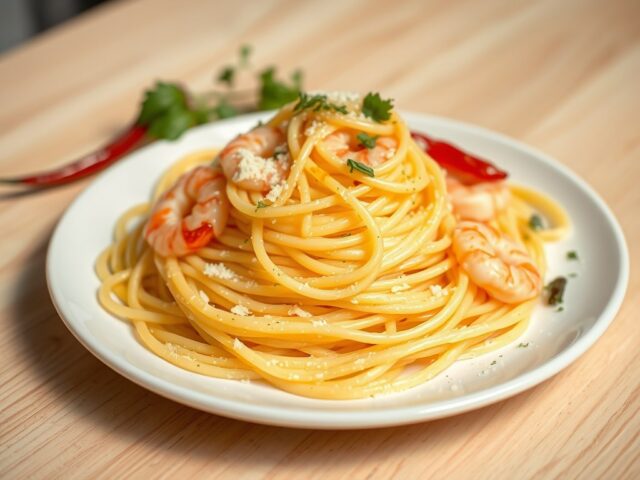 Citroenspaghetti met Garnalen