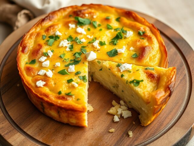 Clafoutis met geitenkaas en kruiden