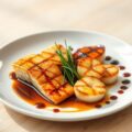 Compositie van Zalm, Scampi en Coquilles