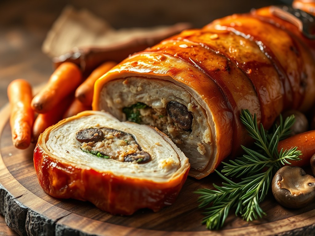 Coniglio in porchetta, AI-gegenereerde illustratie