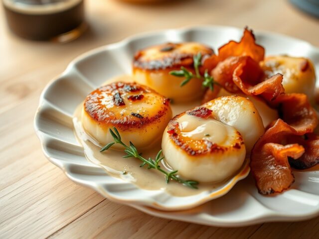 Coquilles met Bacon en Cider