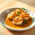 Coquilles Saint Jacques in Gecarameliseerde Bruine Botersaus