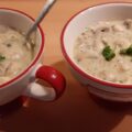 Courgette-kaassoep met champignons