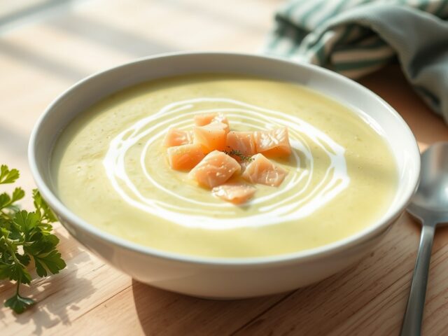 Courgettesoep met rode zalm