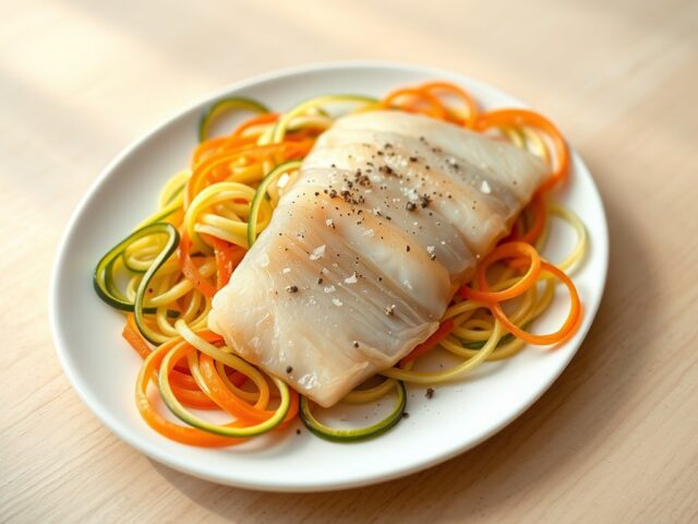 Courgettespiraaltjes met heilbot