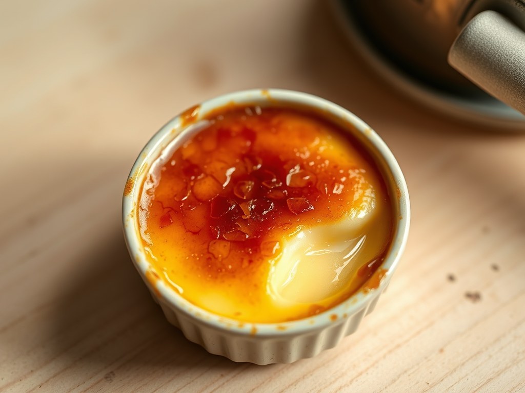 Crème brulee van advocaat, AI-gegenereerde illustratie