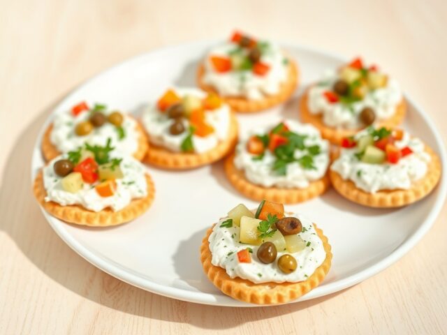 Crackers met zelfgemaakte sandwichspread