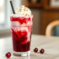 Cranberrydrankje met vanille-ijs