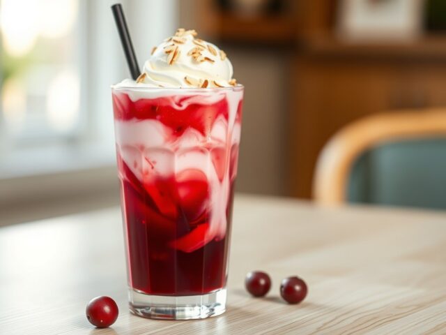 Cranberrydrankje met vanille-ijs