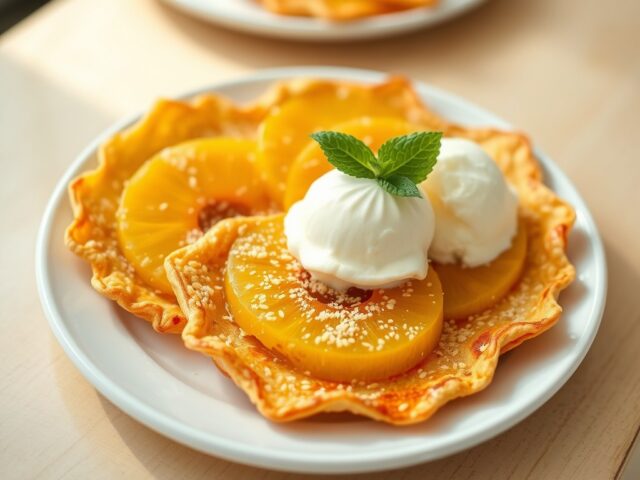 Creatie van ananas met sesam galettes