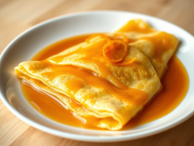 Crepes Suzette met een sinaasappel-cointreau saus