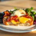 Croque-monsieur met abdijkaas, spekjes en blauwe druiven