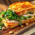 Croque-monsieur met brie, Breydel-ham en notenpesto