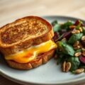Croque-monsieur met camembert en truffelolie, herfstsalade